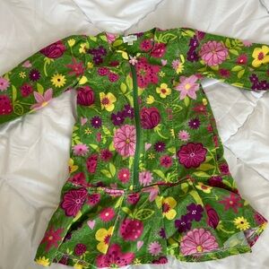 Le Top Green and Pink Floral Swim Coverup